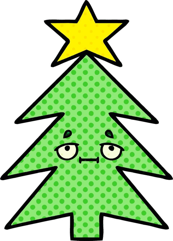 comic book style cartoon christmas tree vector