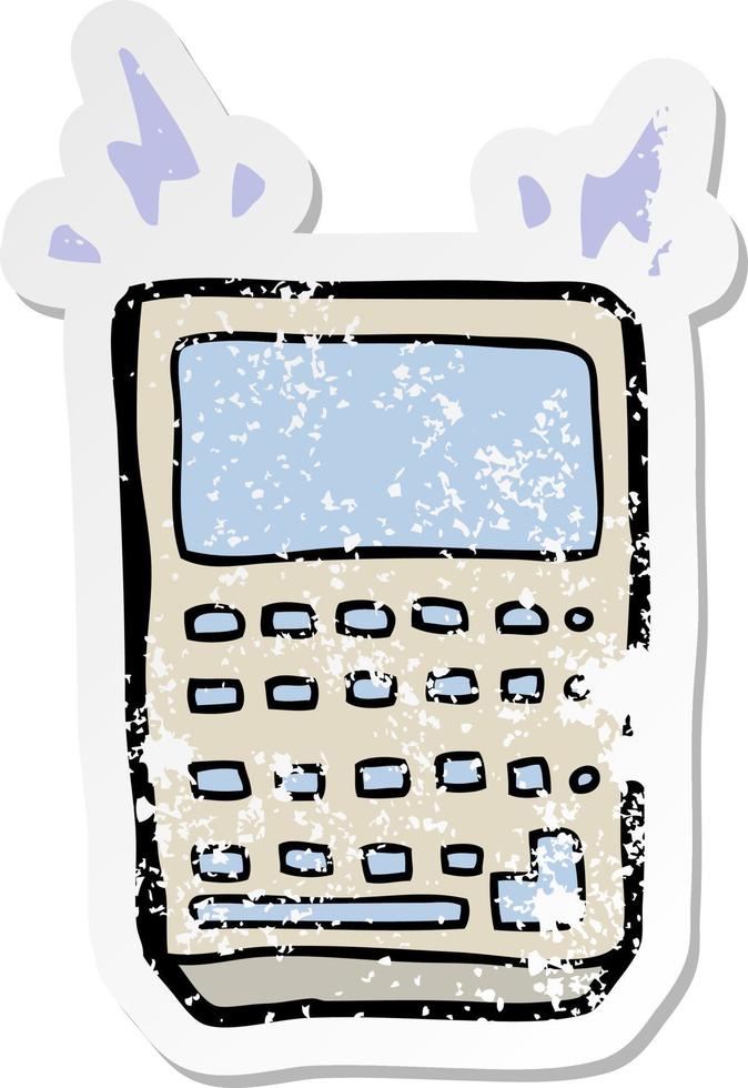 distressed sticker of a cartoon calculator vector