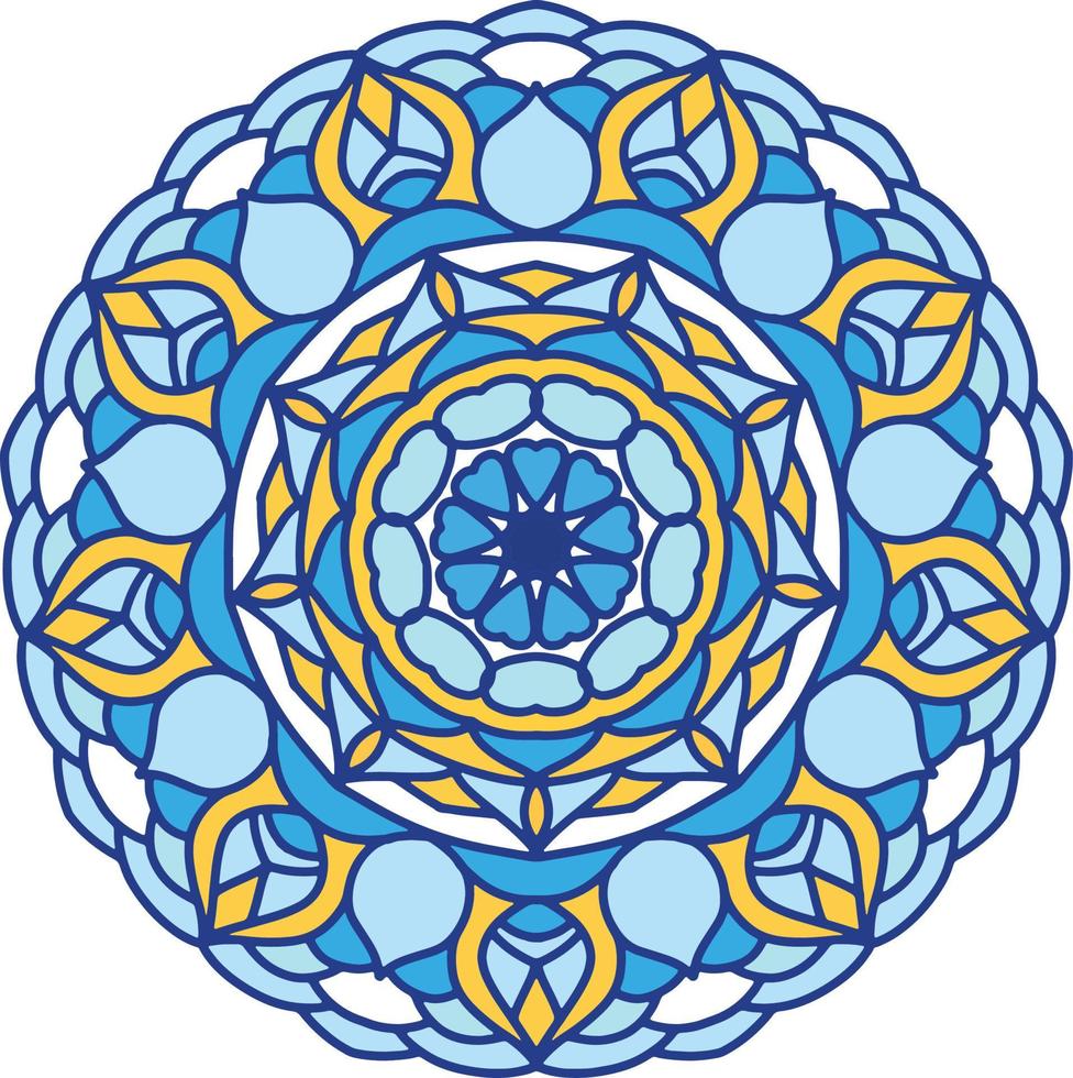 fondo de mandala colorido, adornos redondos decorativos. forma de flor inusual. vector oriental, patrones de terapia antiestrés. elementos de diseño de tejido,