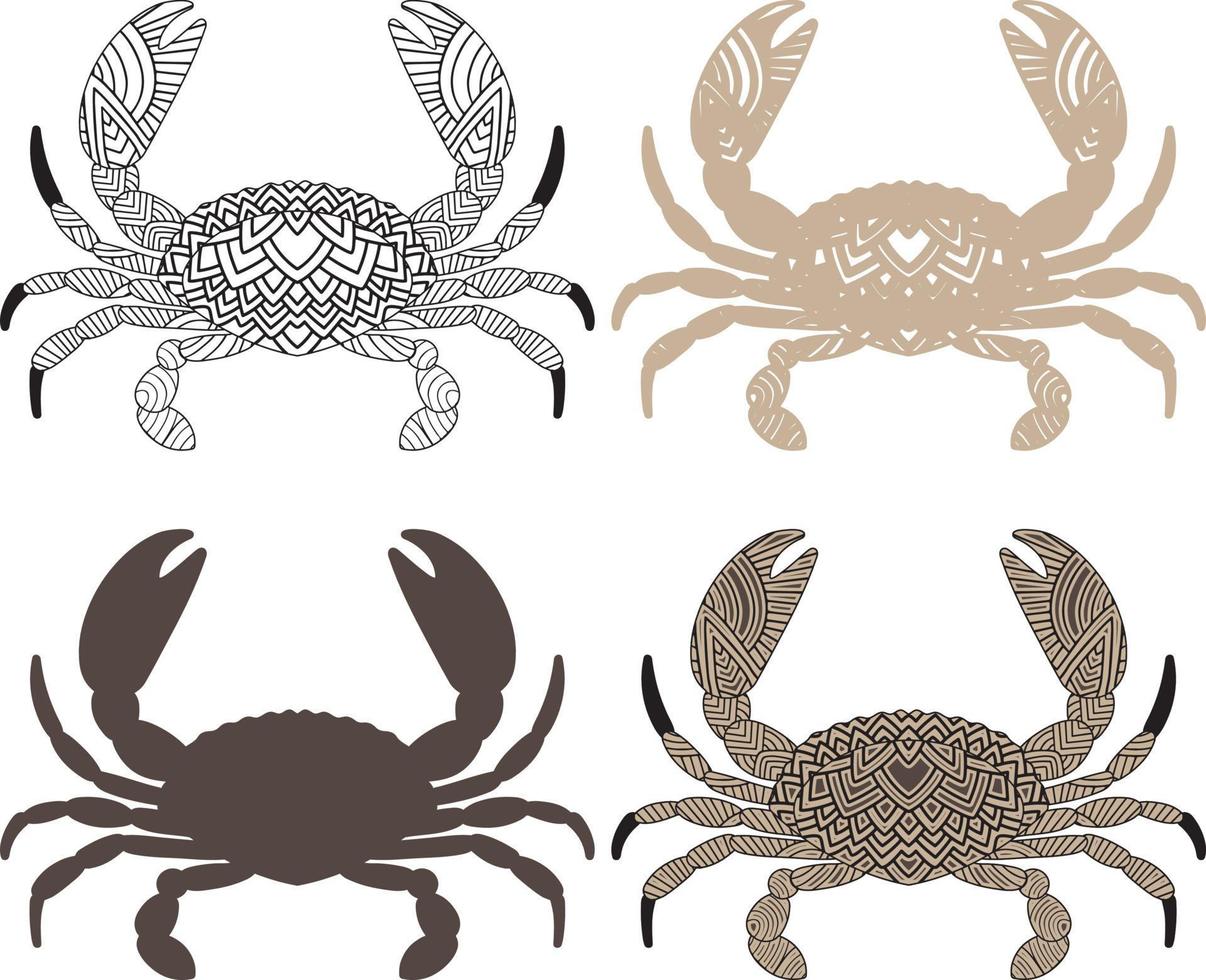 Crab zentangle arts, Antistress coloring page for adults with sea crab 8772083 Vector Art at
