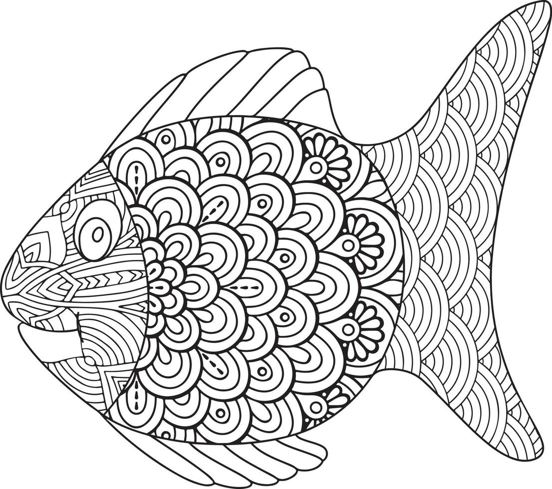 fish coloring page, Hand drawing fish vector