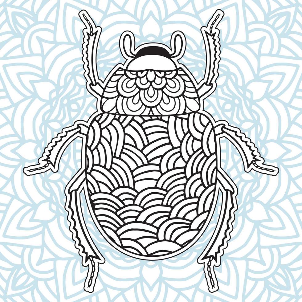 Insect Mandala coloring pages. vector
