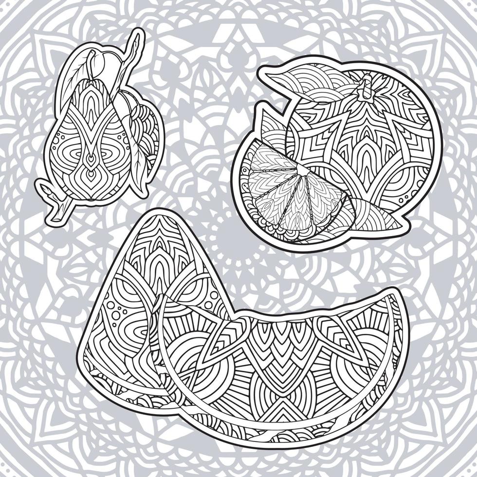fruit  coloring book page for adults vector