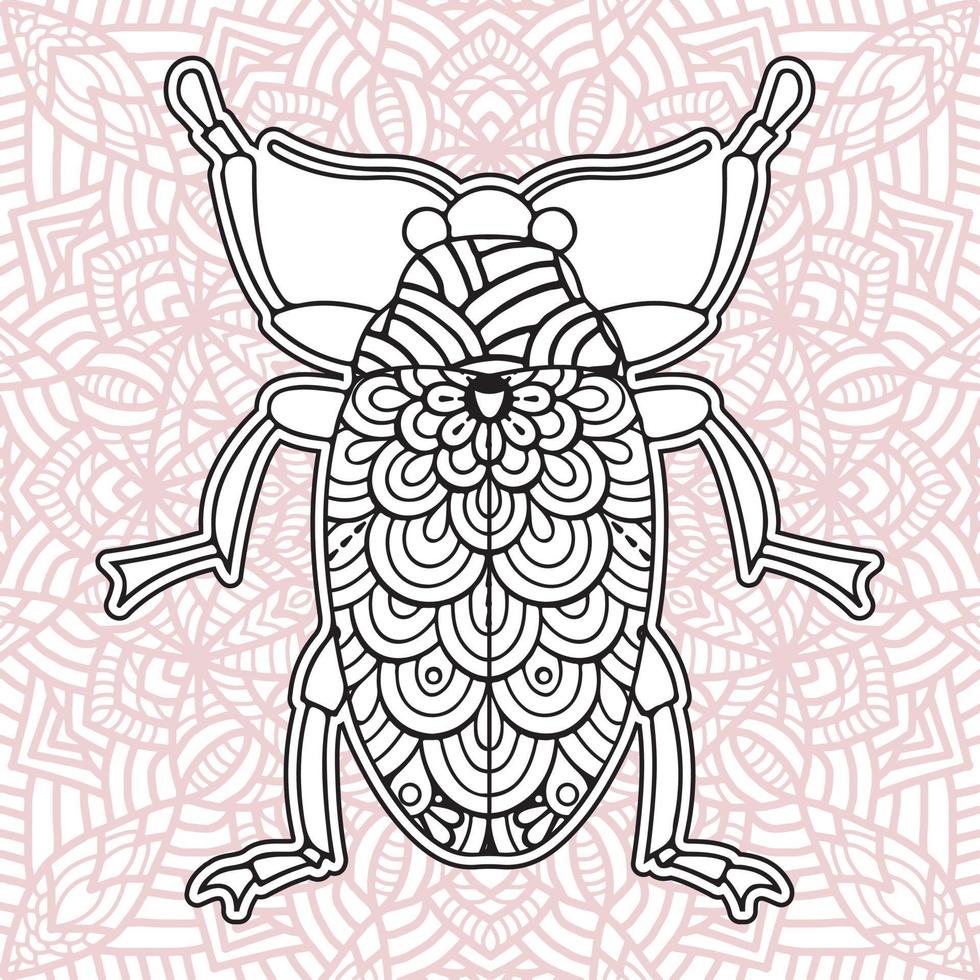 Insect Mandala coloring pages. vector