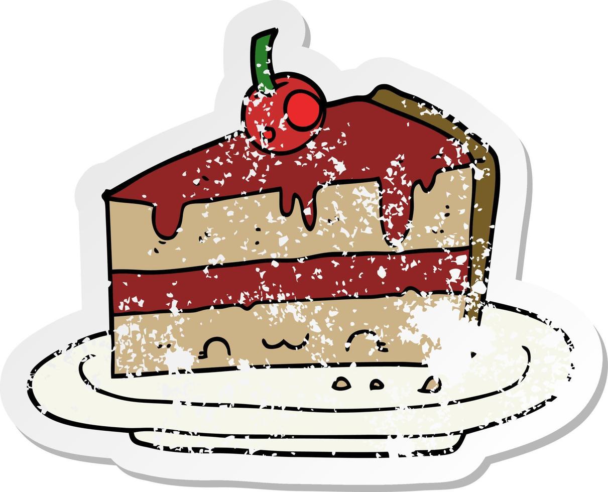 distressed sticker of a cartoon cake vector