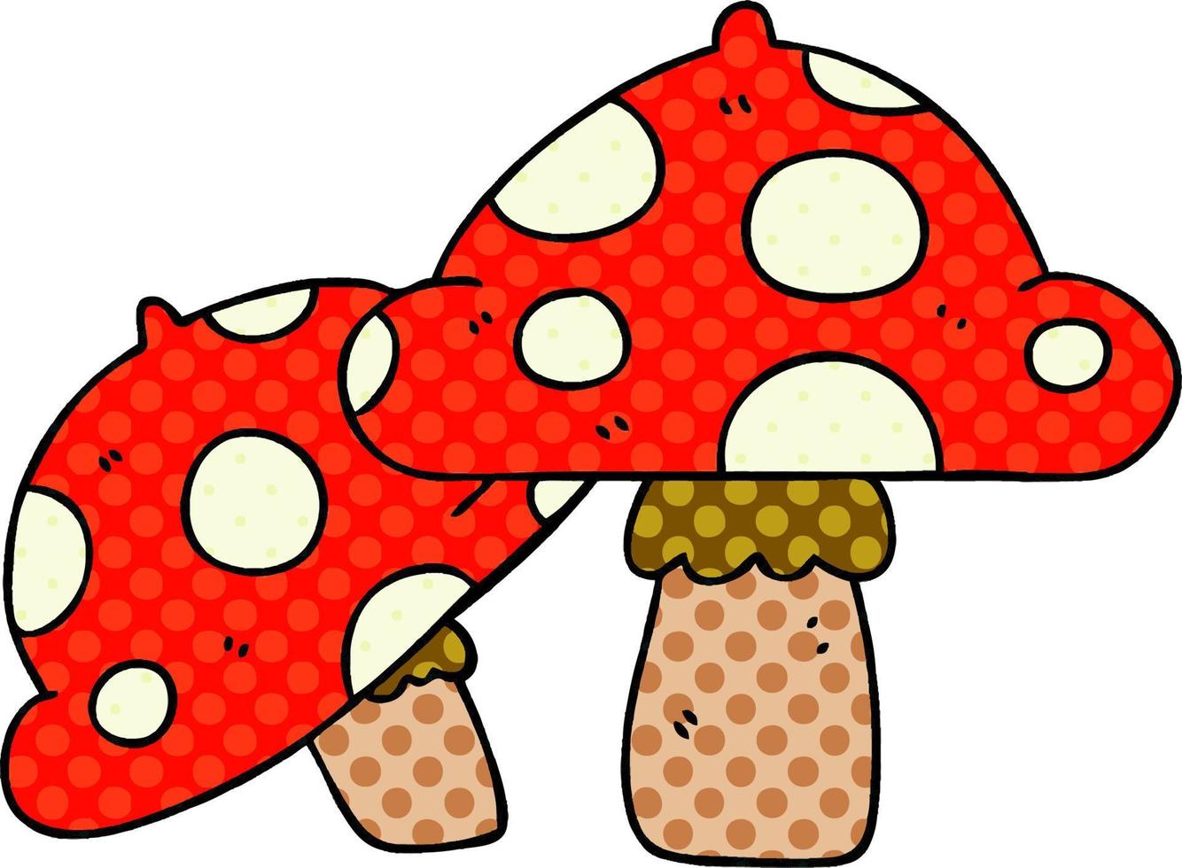 quirky comic book style cartoon toadstools vector