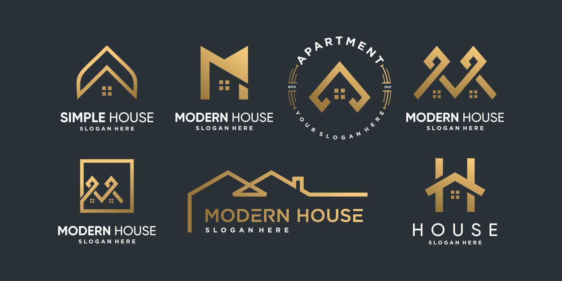 House logo collection with different creative element style Premium Vector