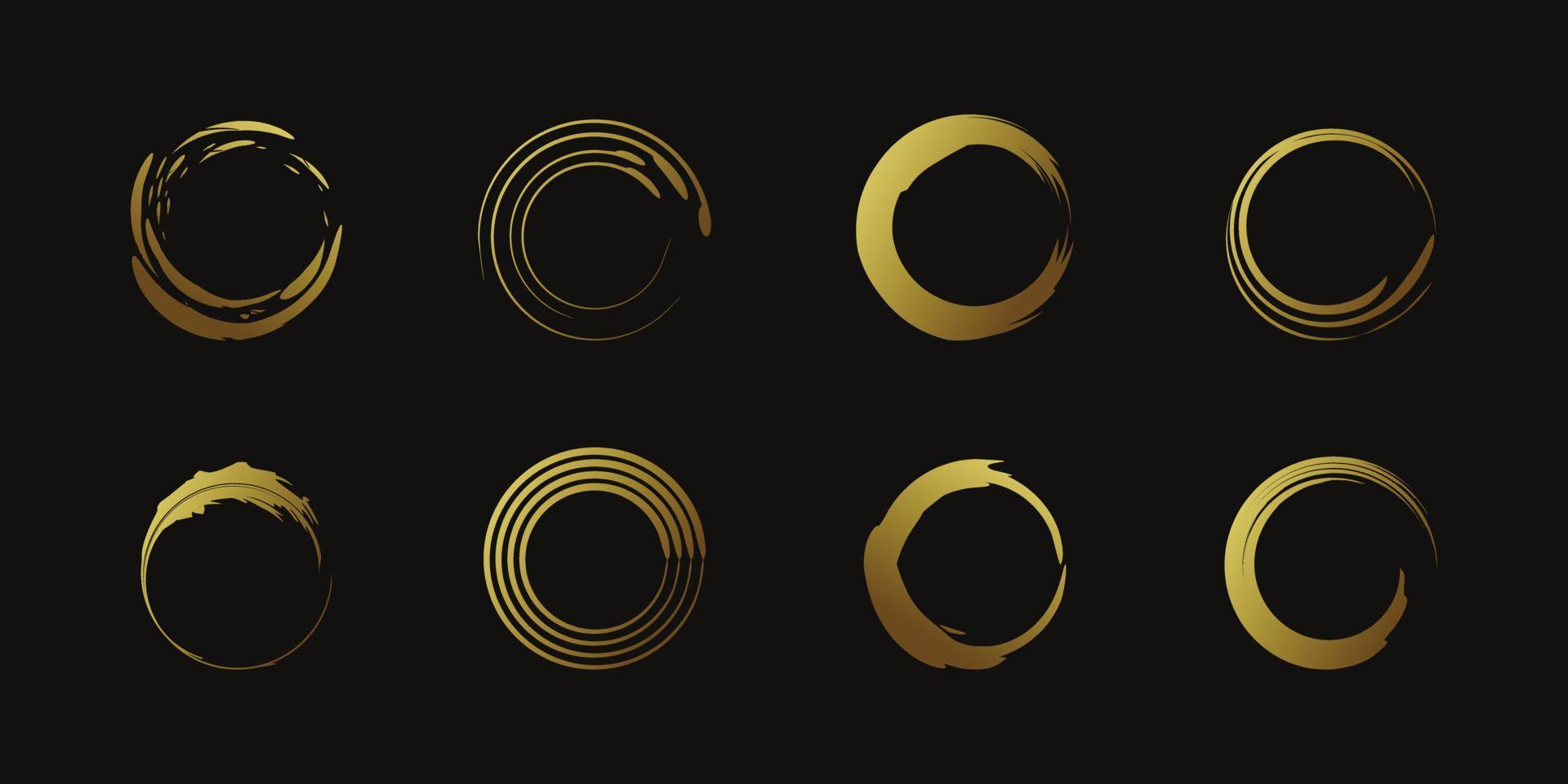 Circle brush element vector with creative golden shape Premium Vector part 2