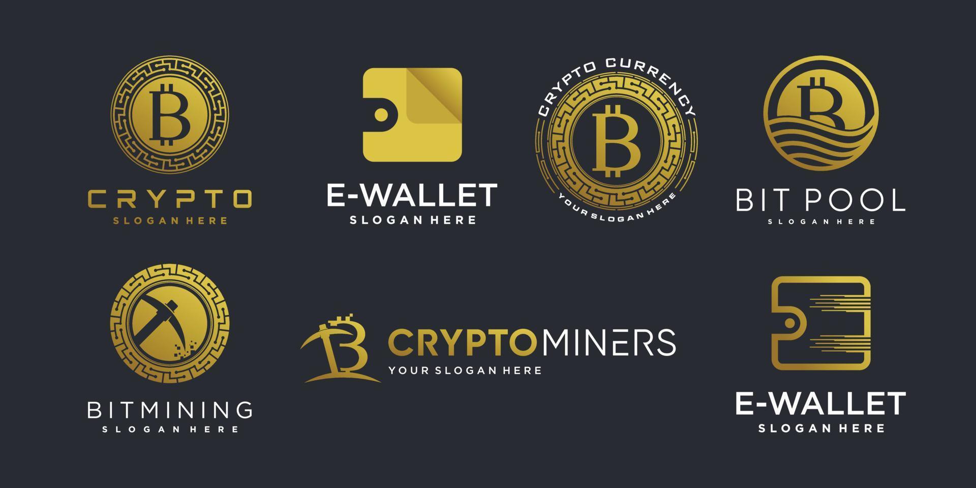 Crypto logo collection with modern creative element Premium Vector