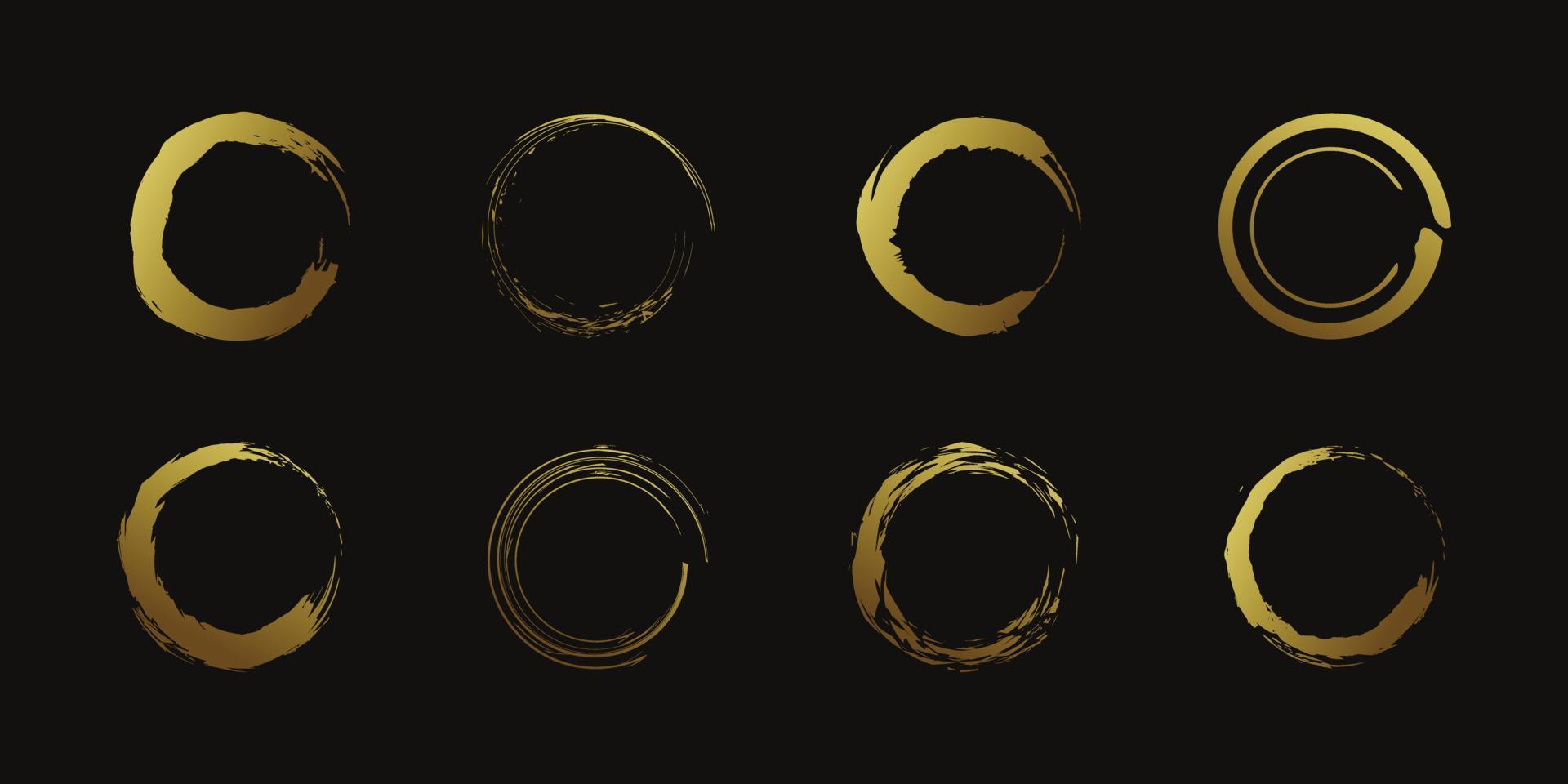Circle brush element vector with creative golden shape Premium Vector part 1