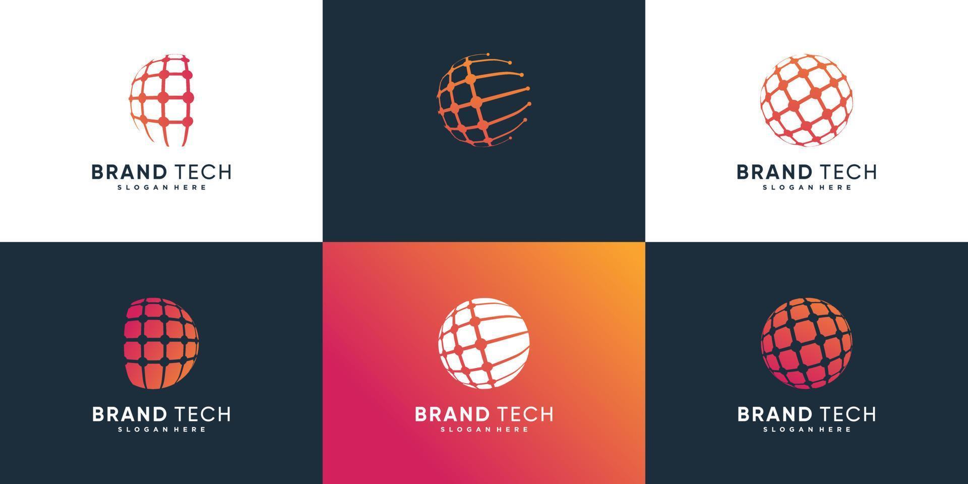 Globe logo collection with technology concept Premium Vector part 1