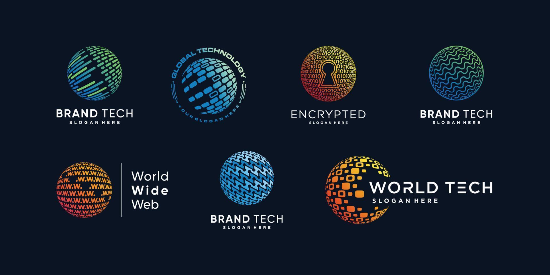 logotipo de tecnología de globo con concepto abstracto moderno creativo parte 3 vector
