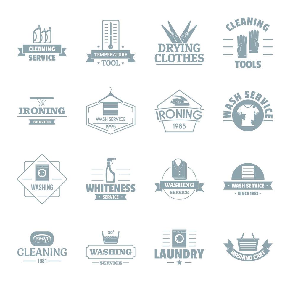 Laundry cleaning logo icons set, simple style vector