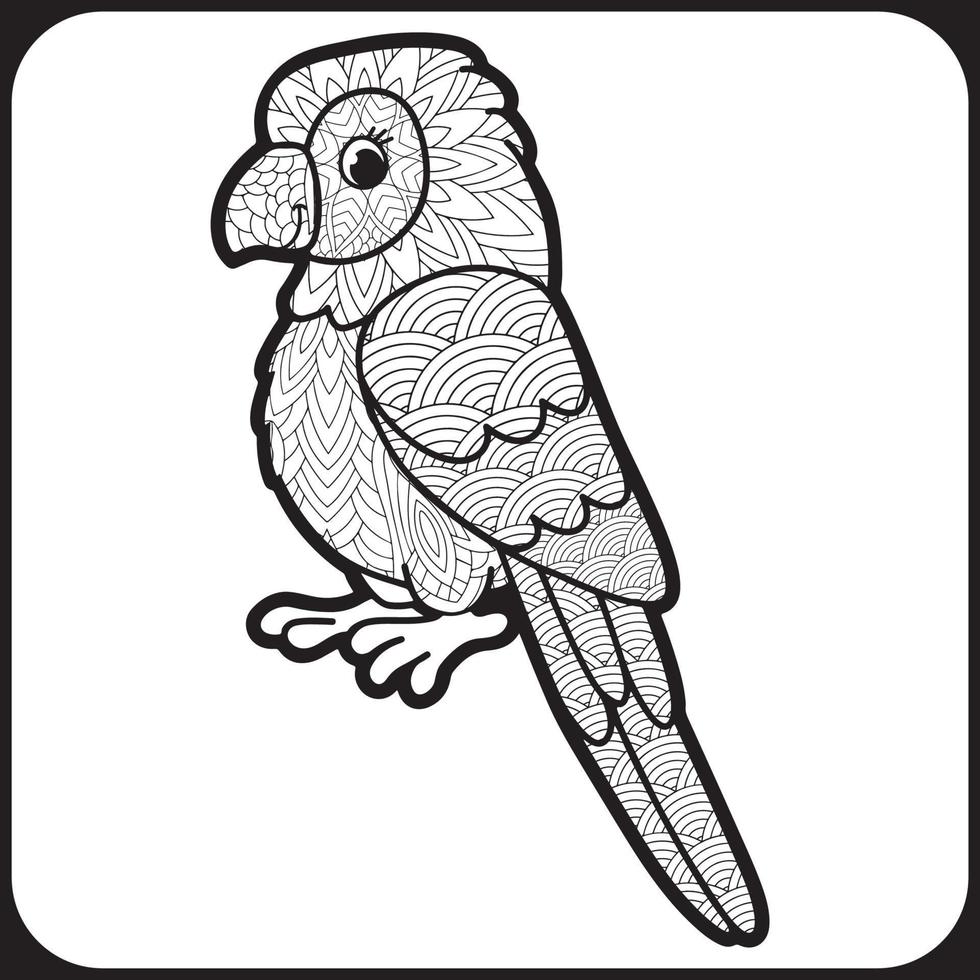 bird mandala coloring page. vector