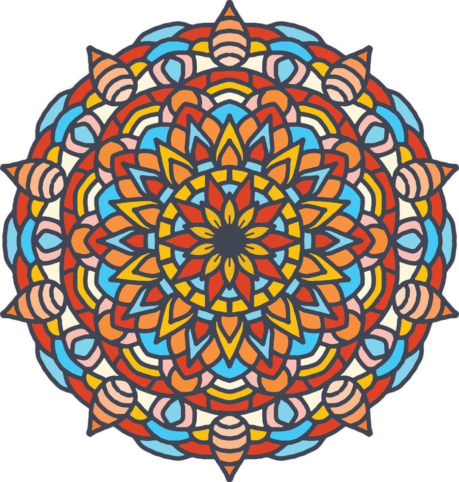 fondo de mandala colorido, adornos redondos decorativos. forma de flor inusual. vector oriental, patrones de terapia antiestrés. elementos de diseño de tejido,