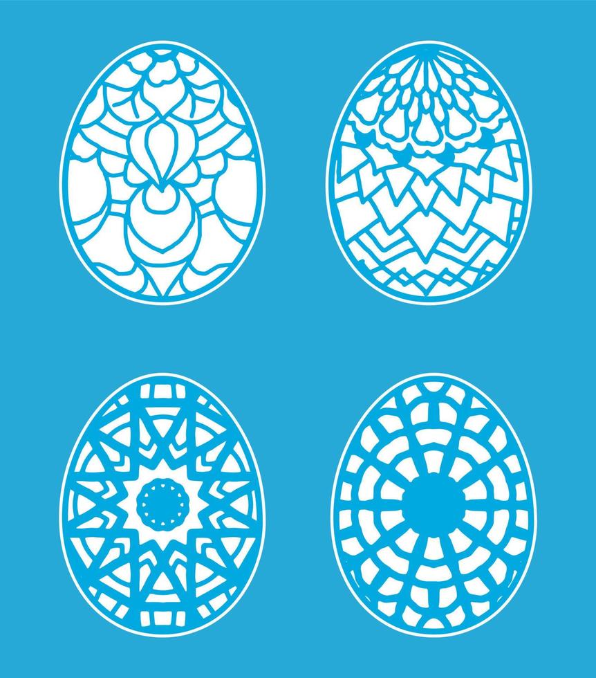 los huevos de pascua establecen el estilo de dibujo. feliz pascua dibujada a mano. vector