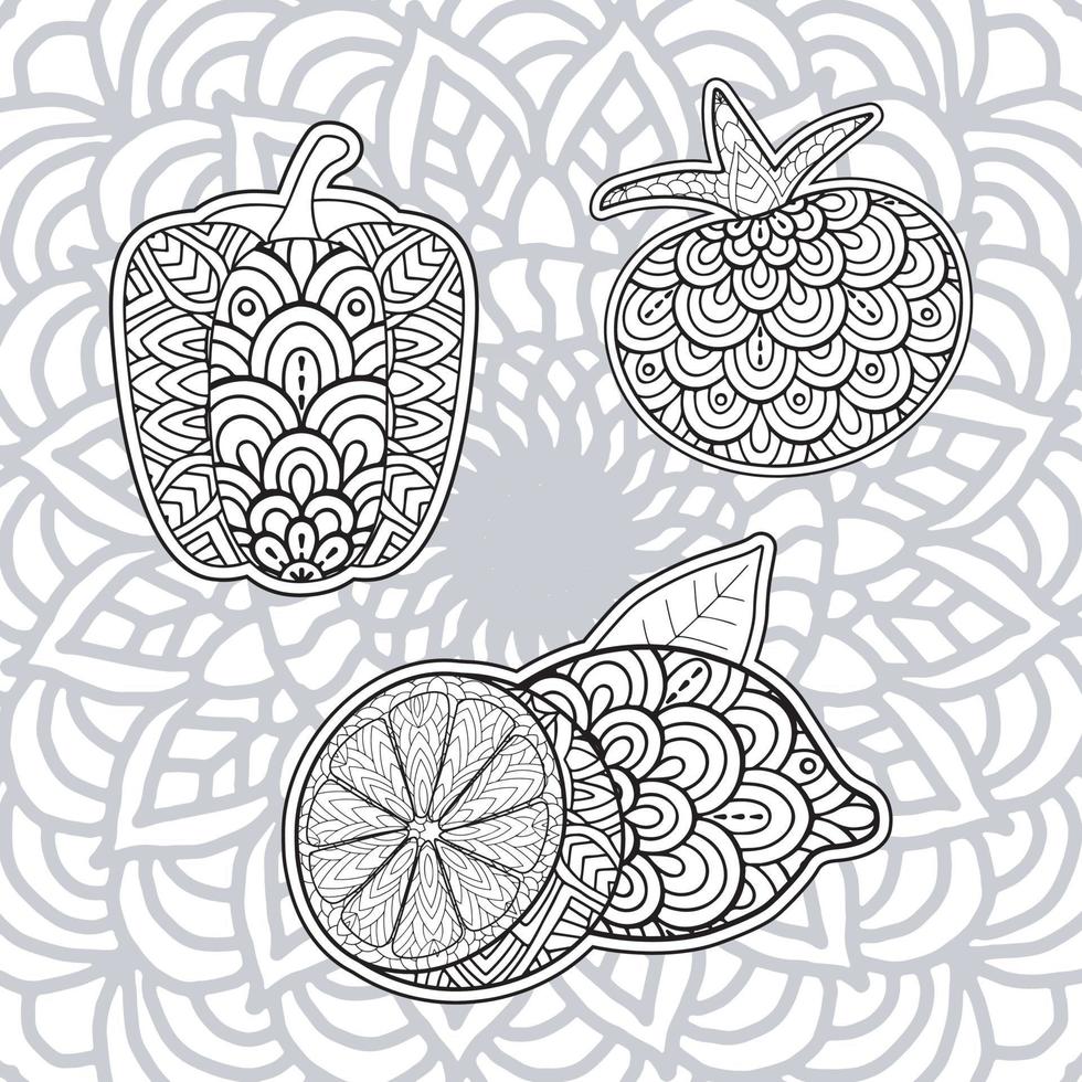 fruit  coloring book page for adults vector