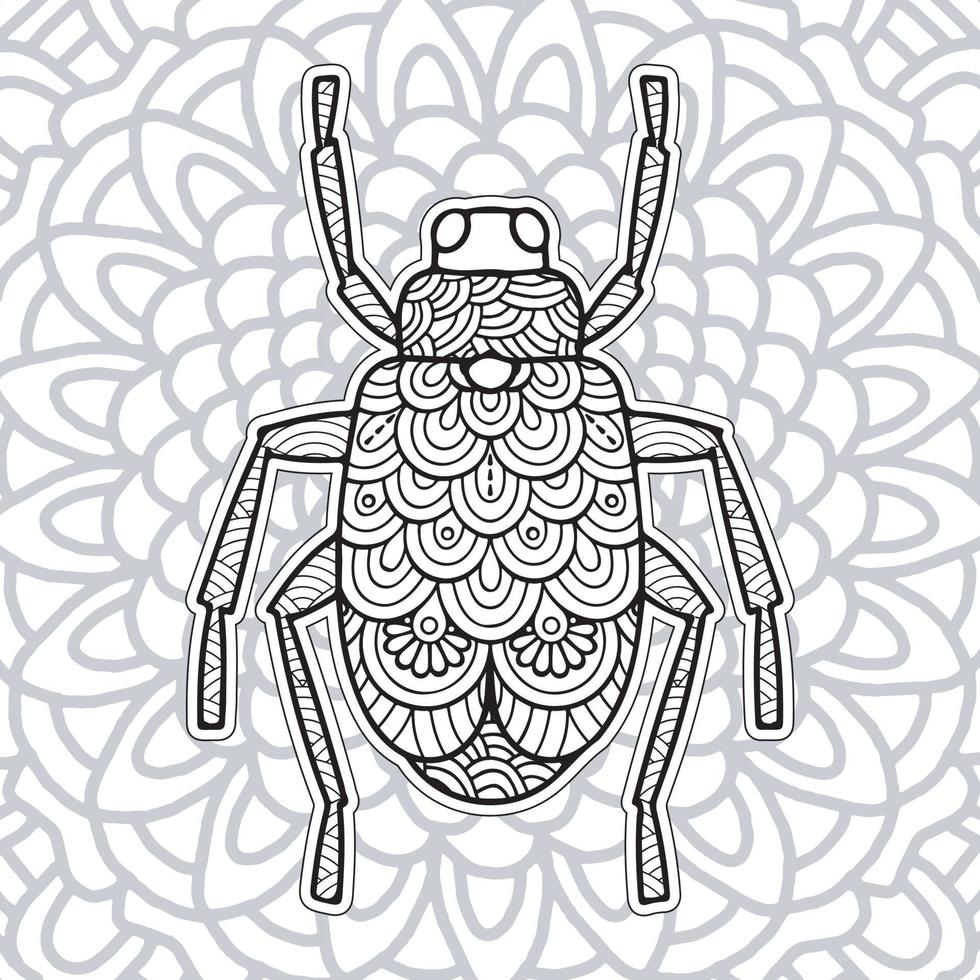 Insect Mandala coloring pages. vector