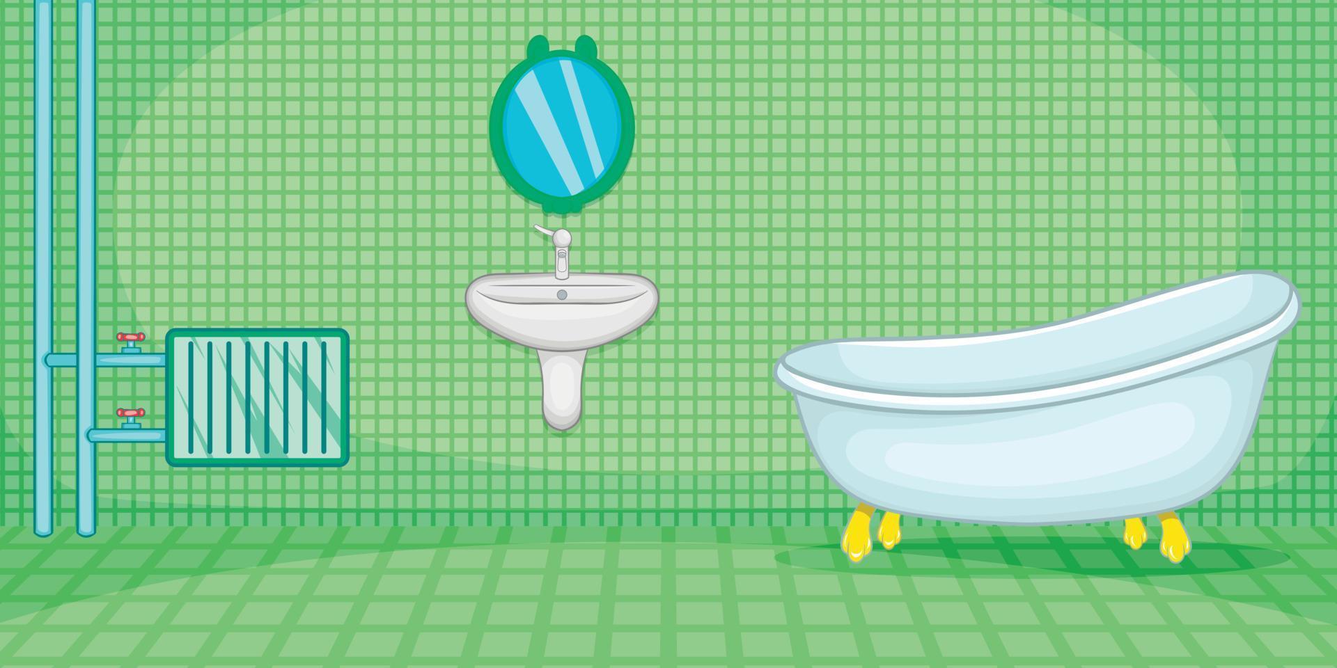 Plumber horizontal banner green, cartoon style vector