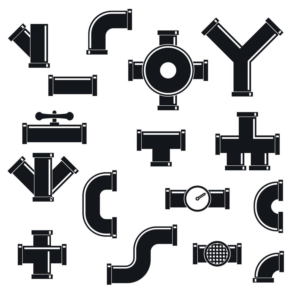 Pipeline icons set, simple style vector