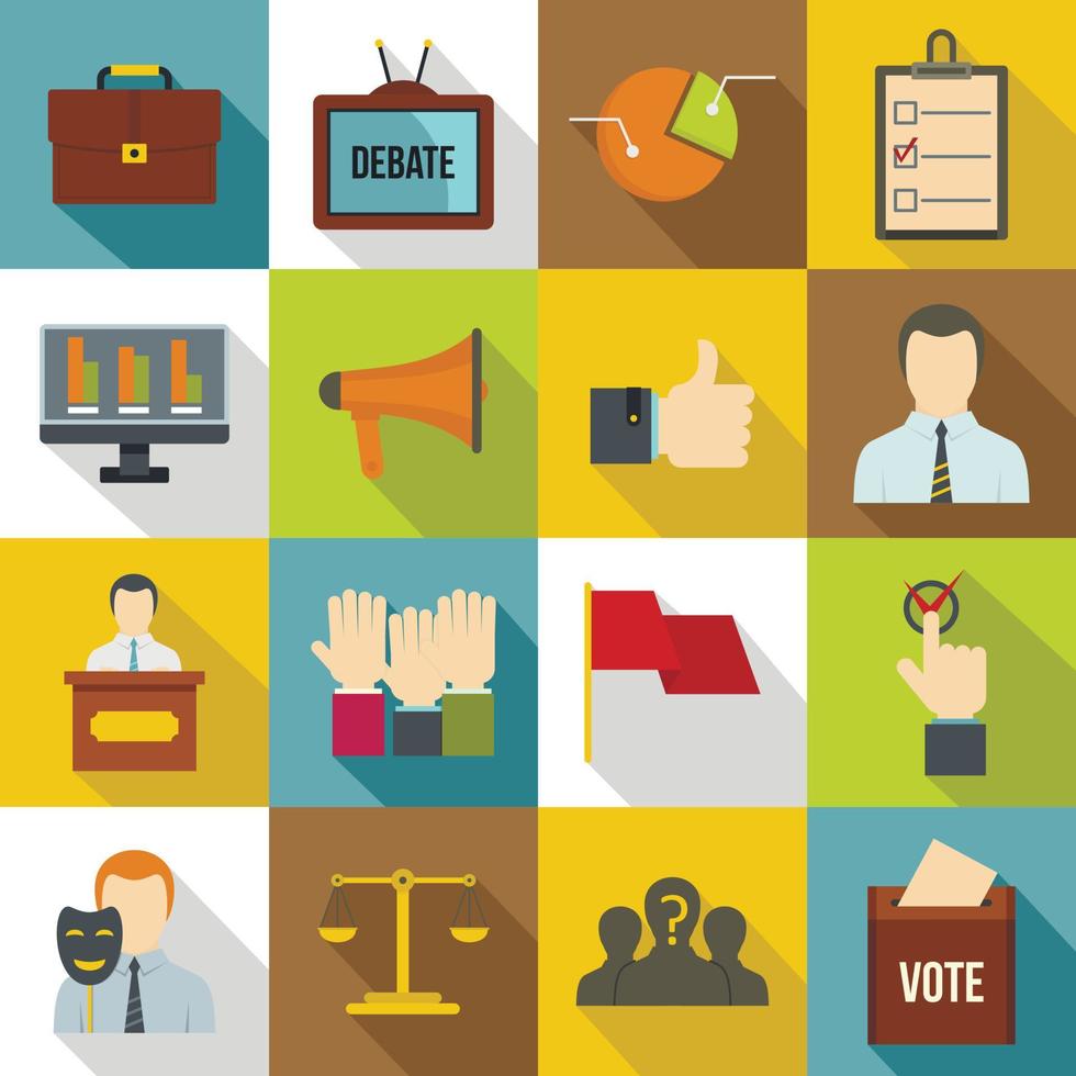 Election voting icons set, flat style vector