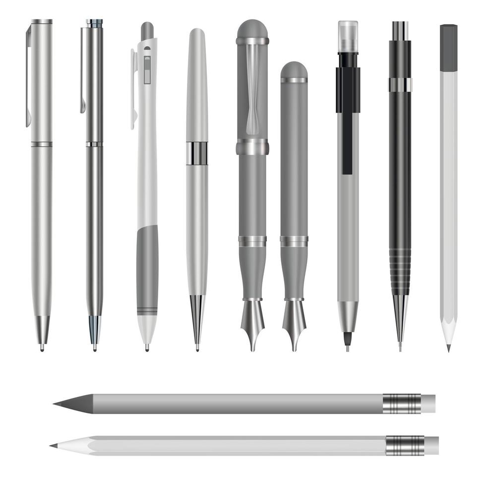 Pen mockup set, realistic style vector