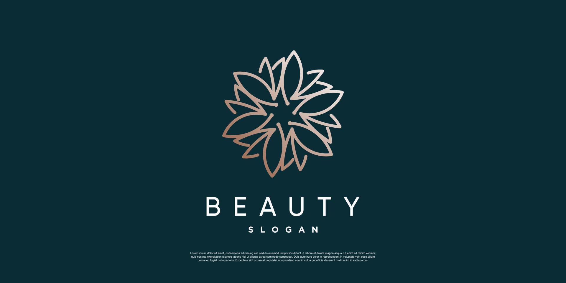 logotipo abstracto de flor de belleza con vector premium de estilo de línea