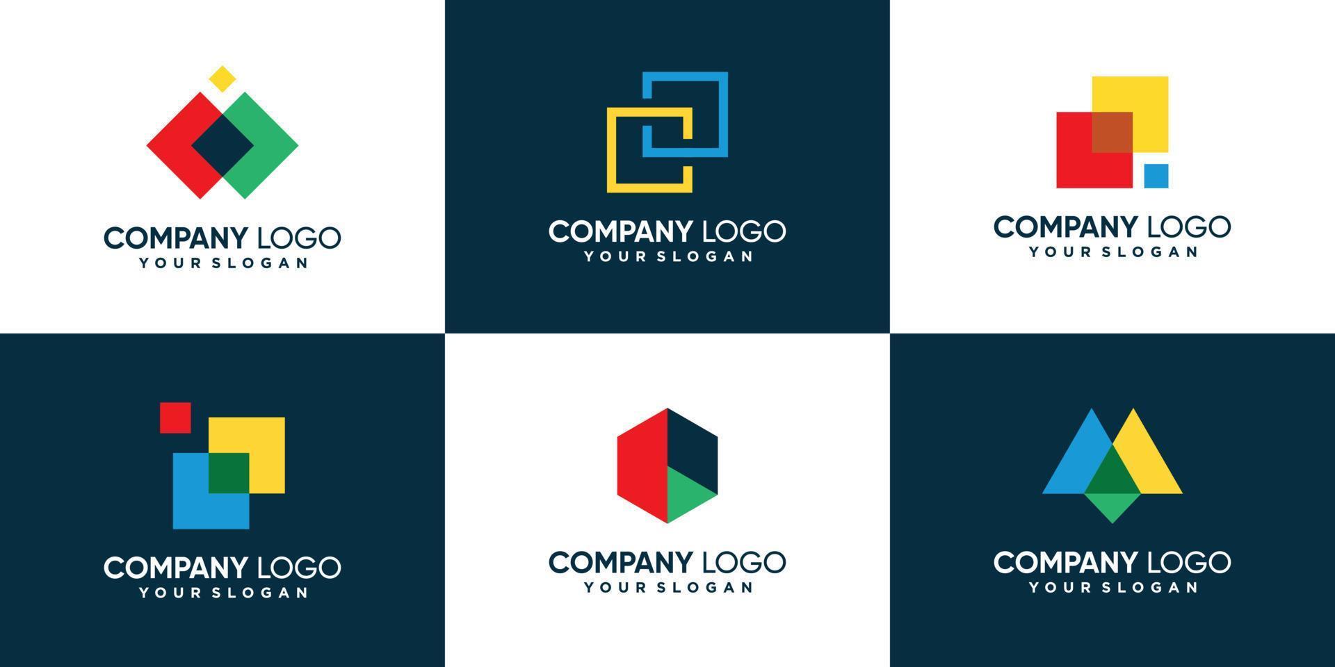 Abstract logo bundle for company Premium Vector