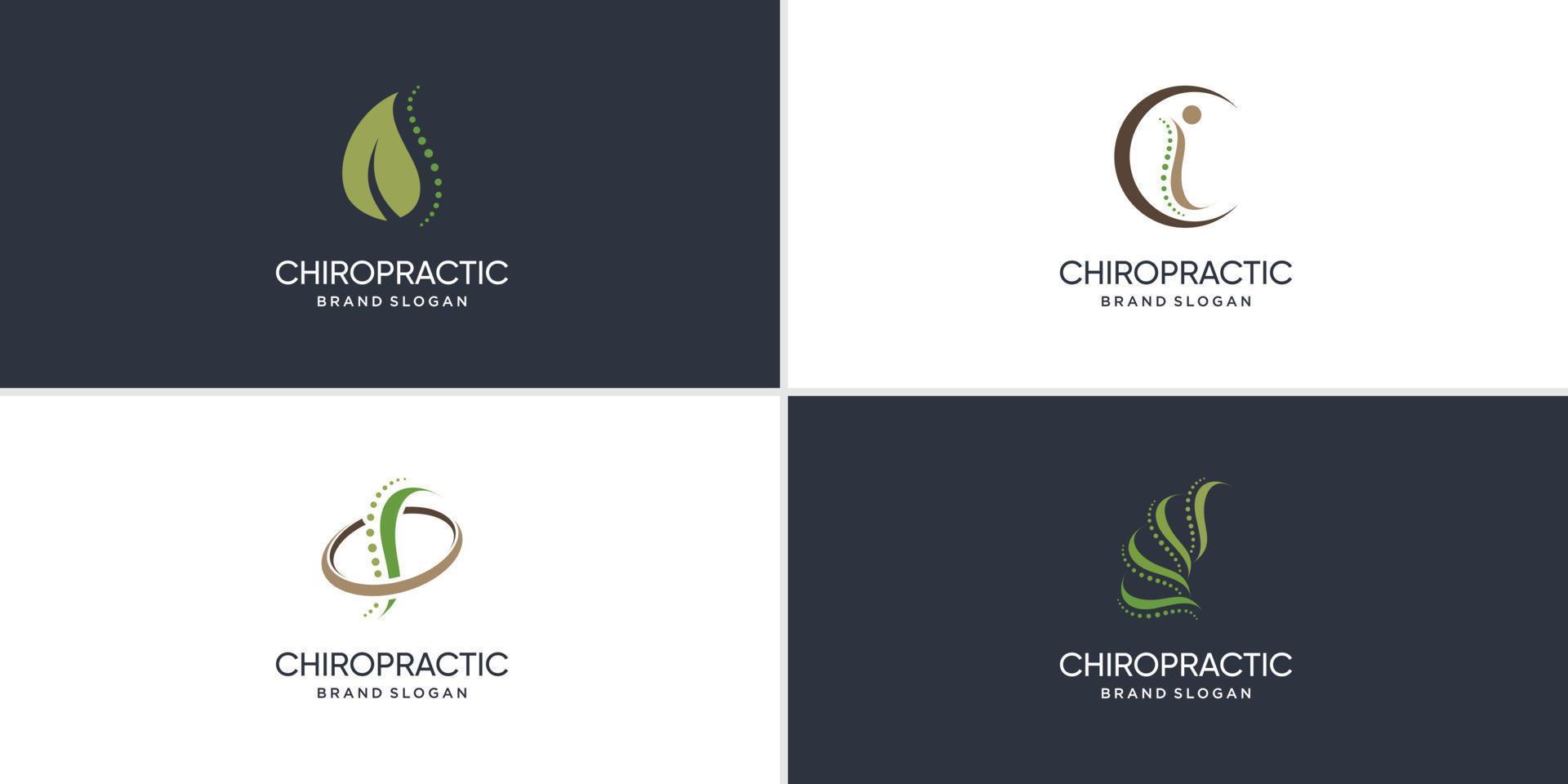 Chiropractic logo with creative unique element Premium Vector