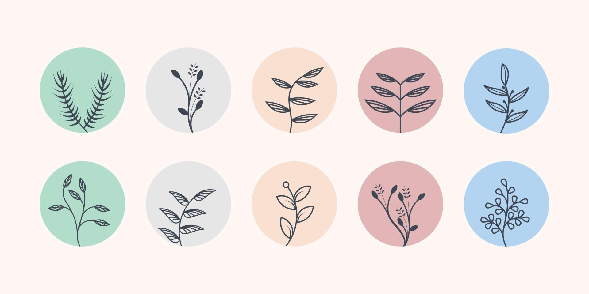 Nature leaves logo collection with minimalism concept Premium Vector