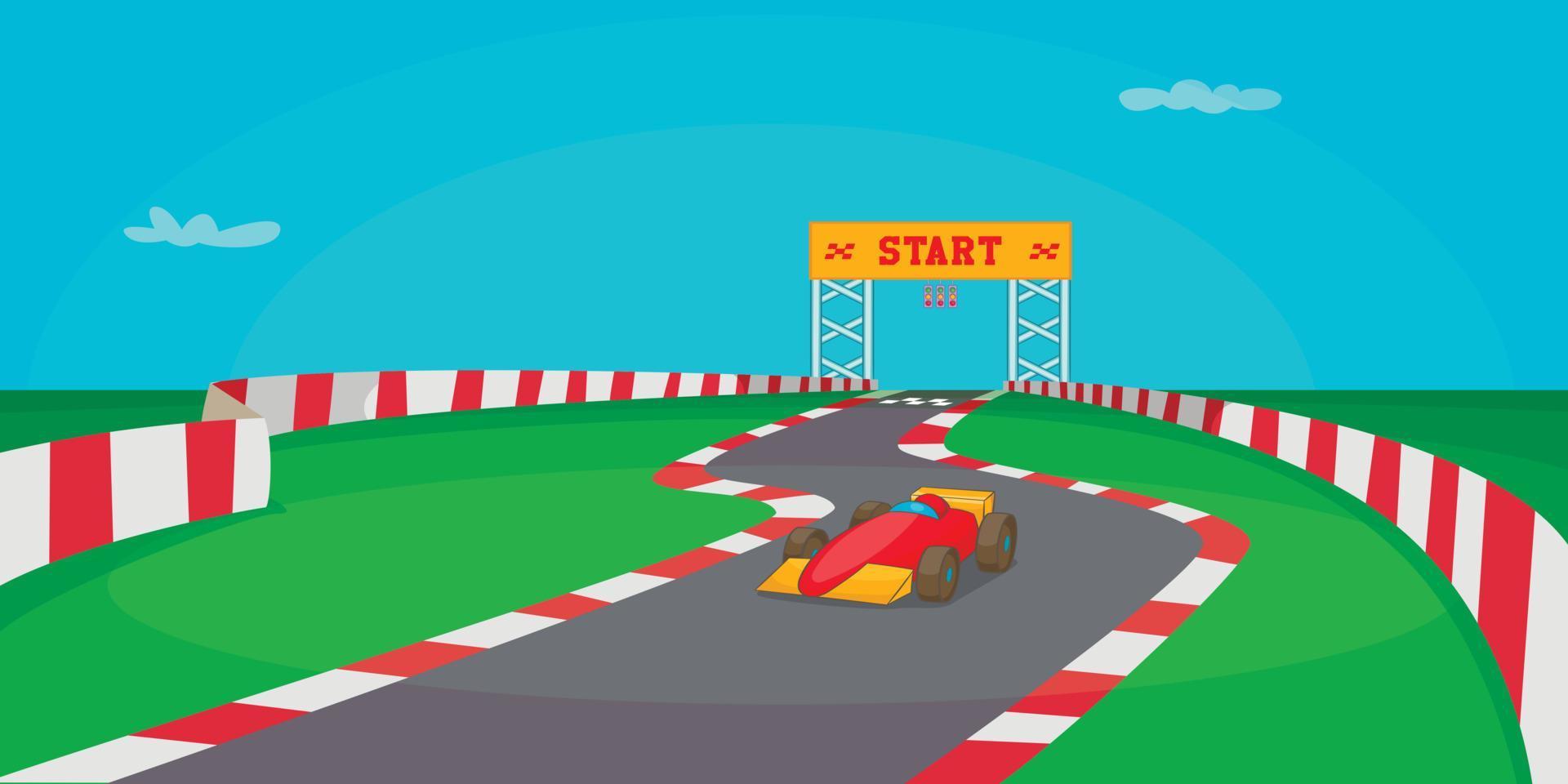 Race competition horizontal banner, cartoon style vector