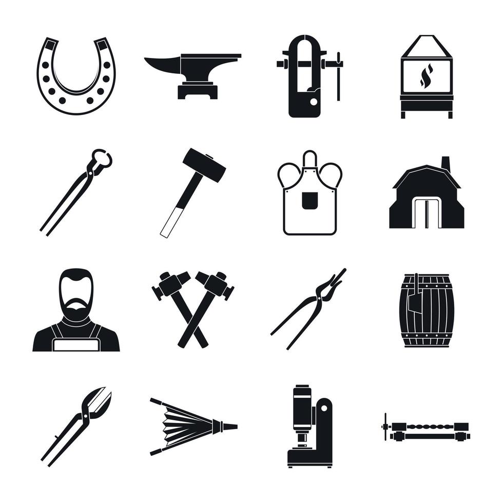 Blacksmith icons set, simple style vector