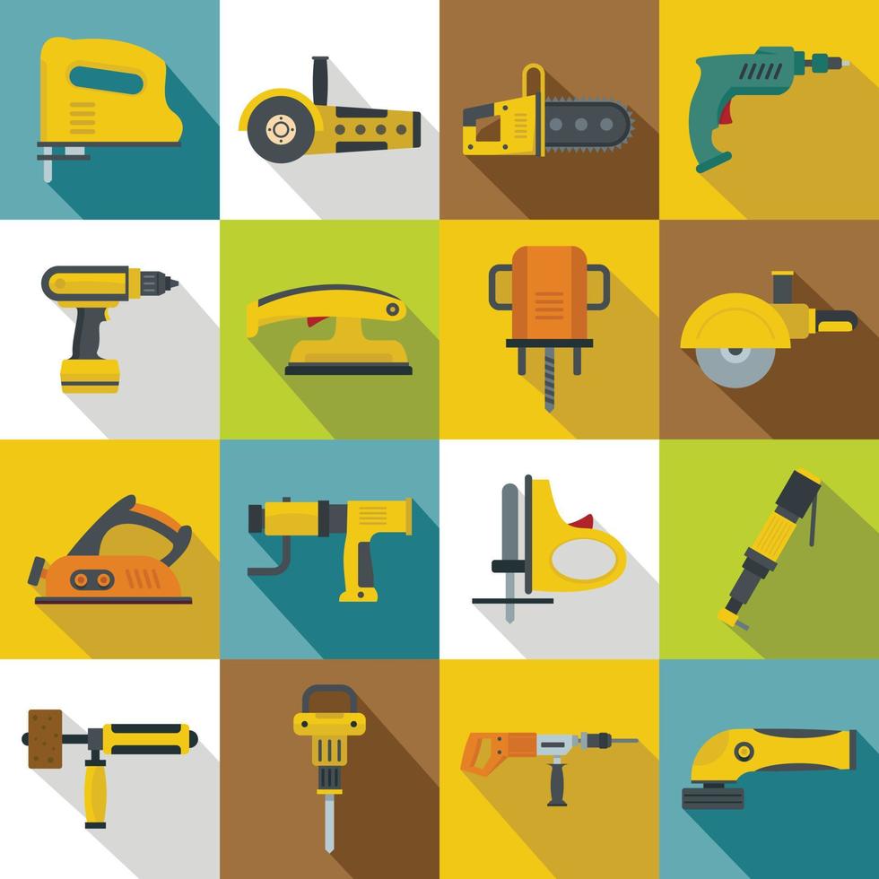 conjunto de iconos de herramientas eléctricas, estilo plano vector