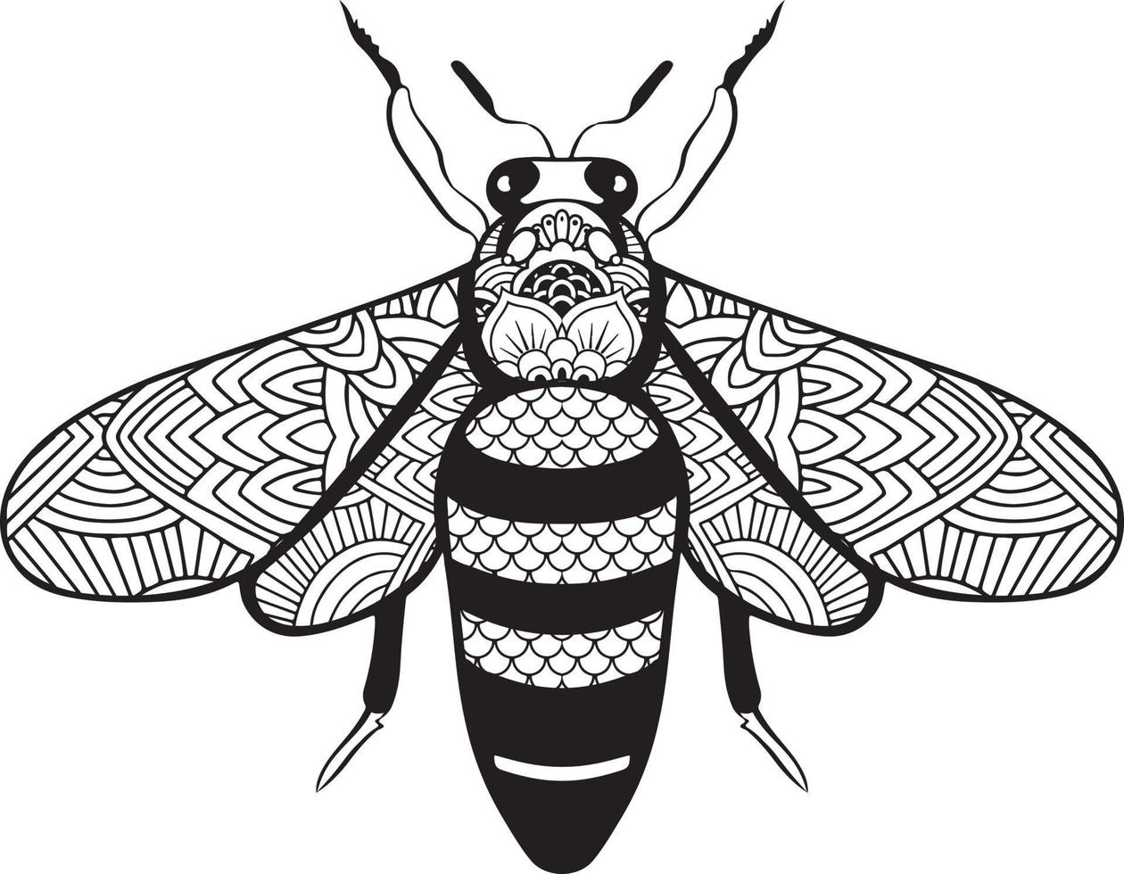 Bee mandala coloring page vector