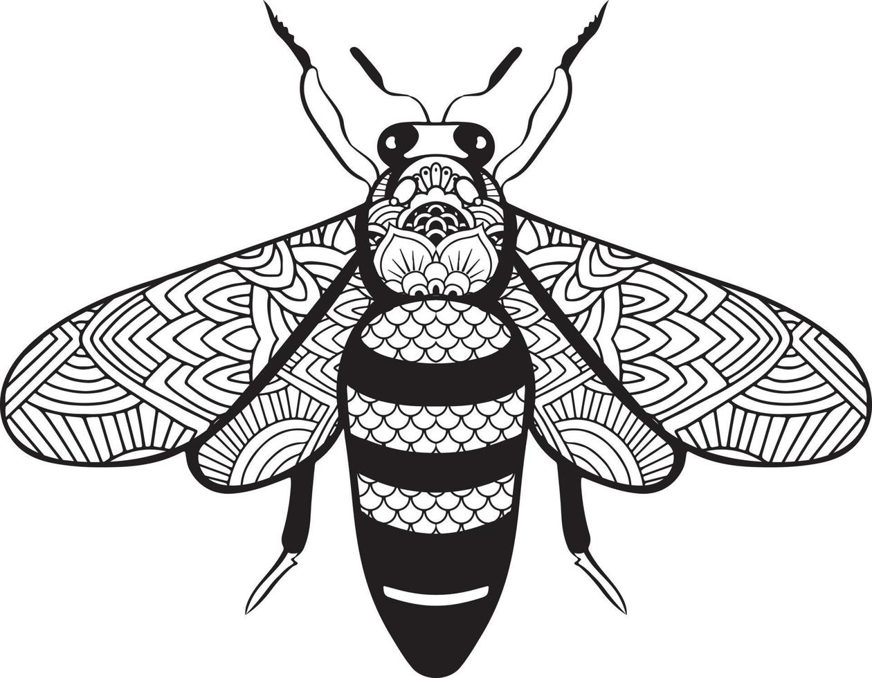 página para colorear de mandala de abeja vector