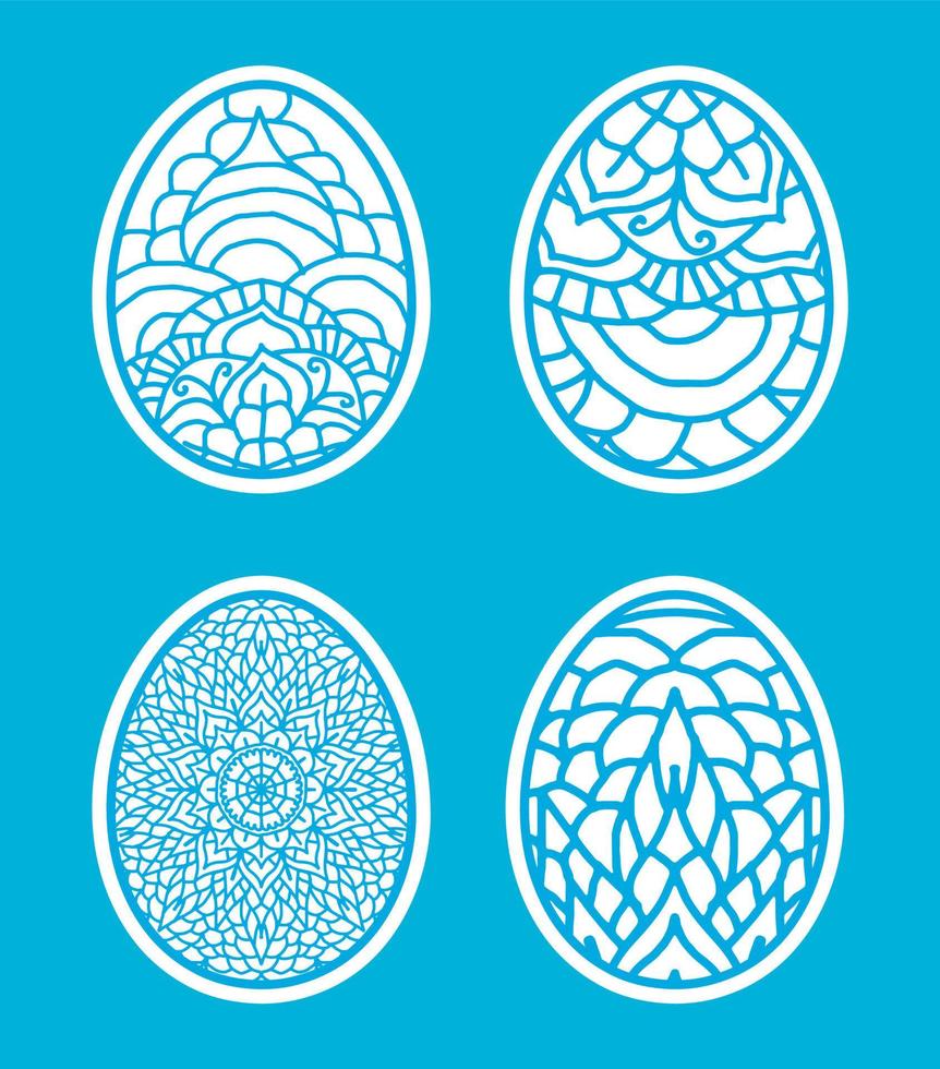 Easter eggs set doodle style.  Happy easter hand drawn. vector