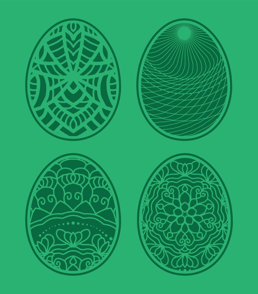 los huevos de pascua establecen el estilo de dibujo. feliz pascua dibujada a mano. vector