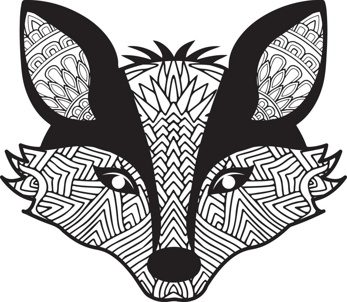 Fox mandala coloring page vector