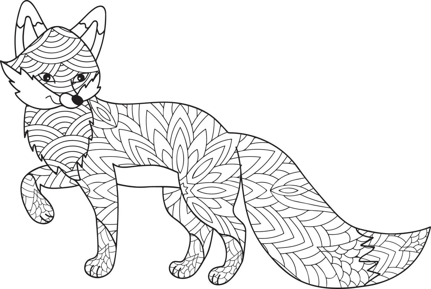 Fox mandala coloring page vector