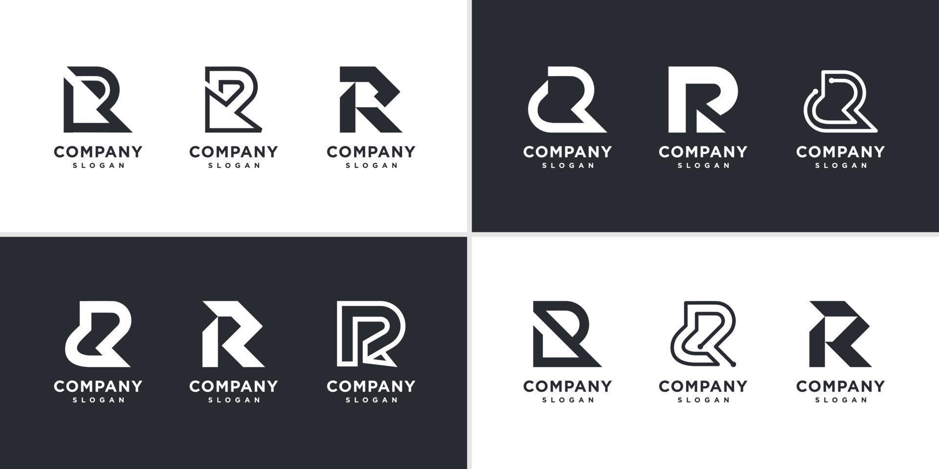 Letter R collection with modern unique style Premium Vector