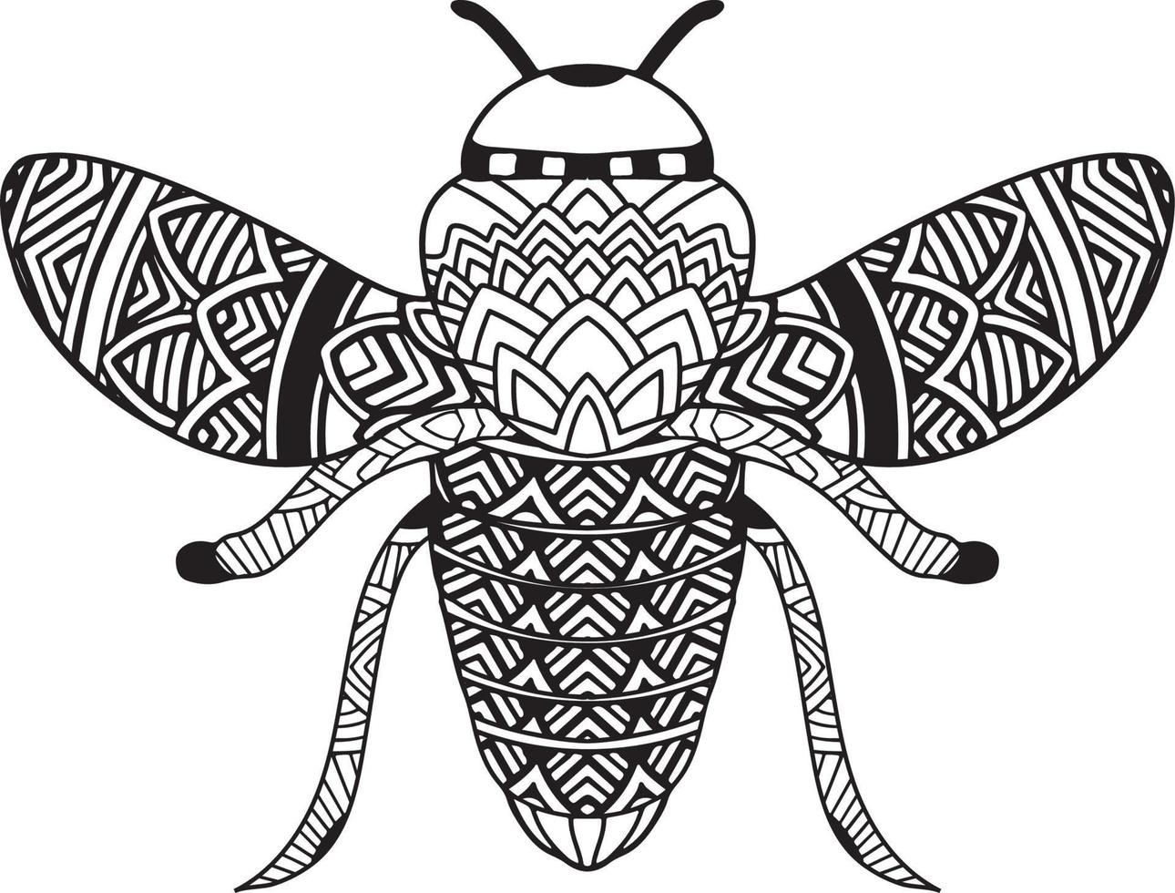 página para colorear de mandala de abeja vector