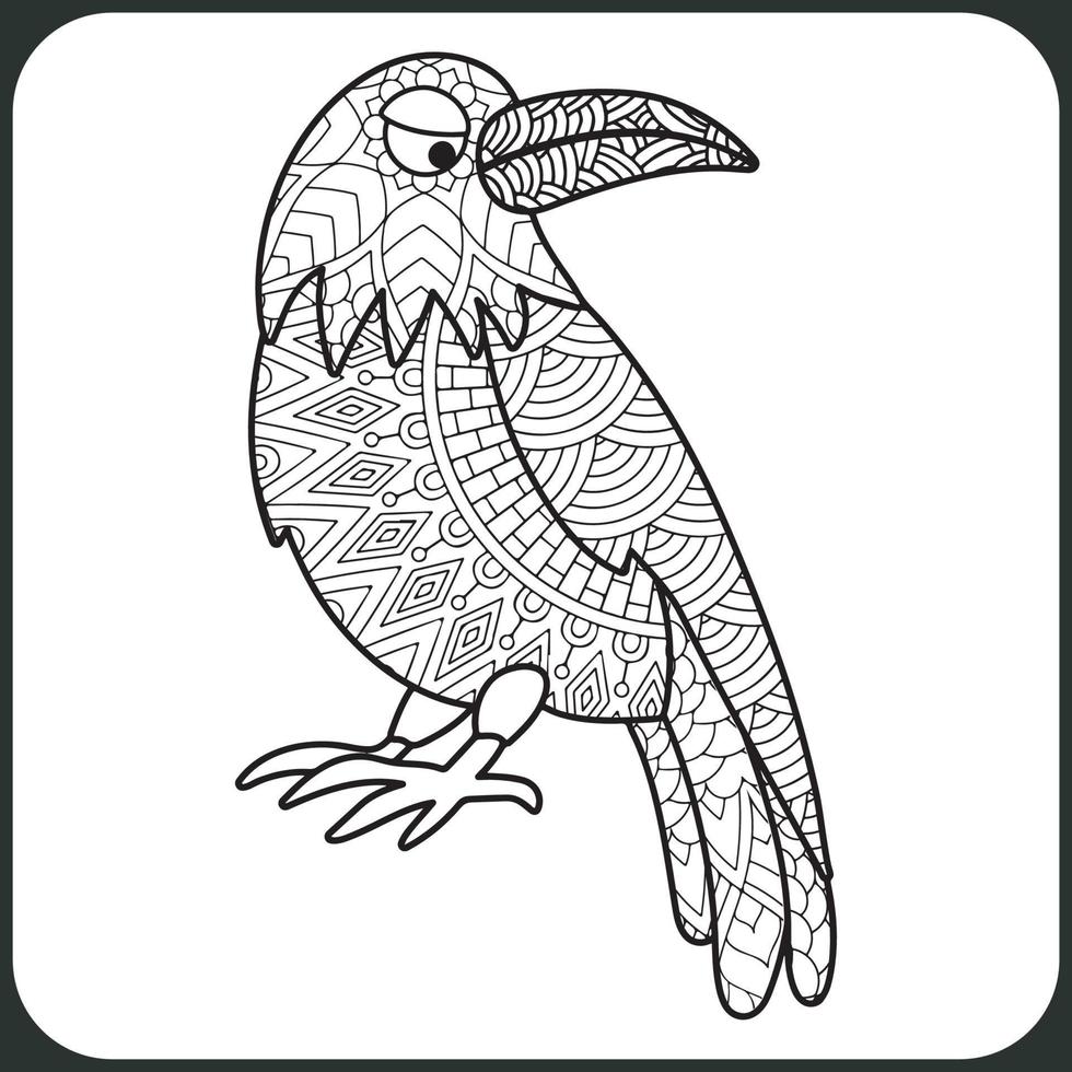 bird mandala coloring page. vector