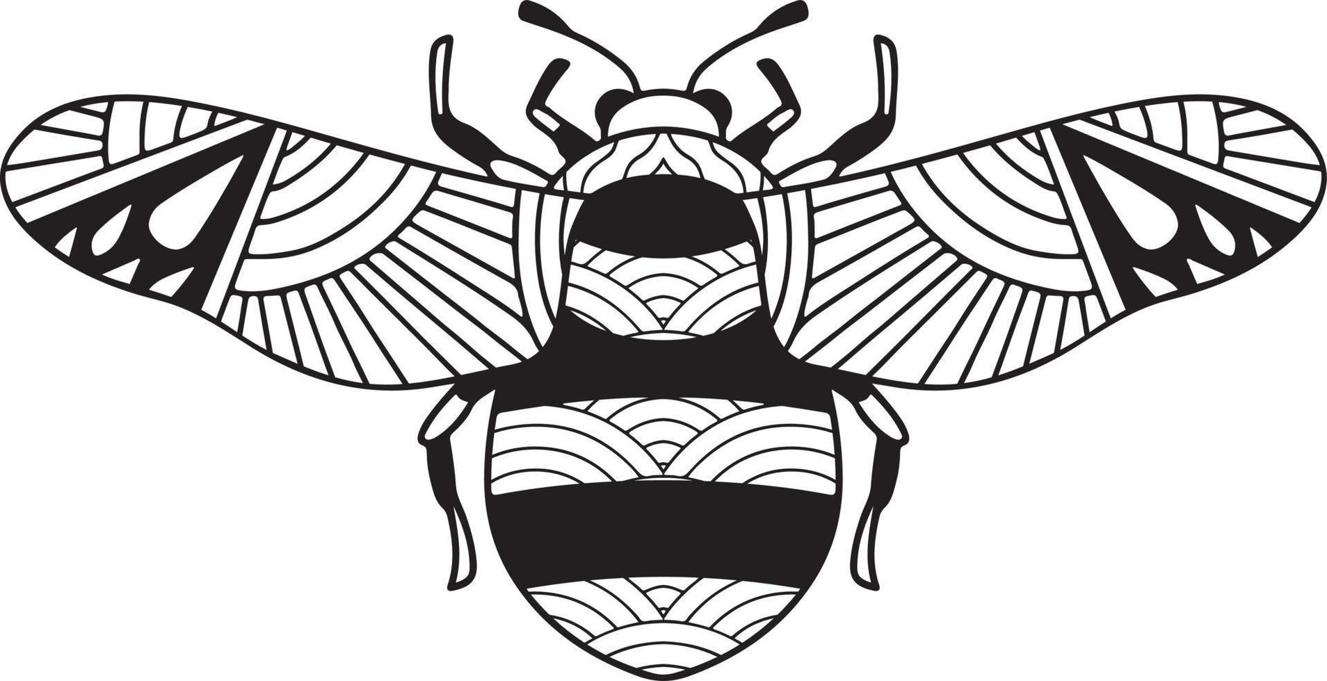 Bee mandala coloring page vector