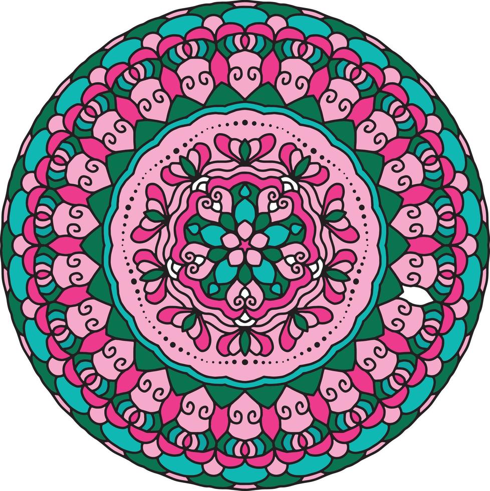 fondo de mandala colorido, adornos redondos decorativos. forma de flor inusual. vector oriental, patrones de terapia antiestrés. elementos de diseño de tejido,