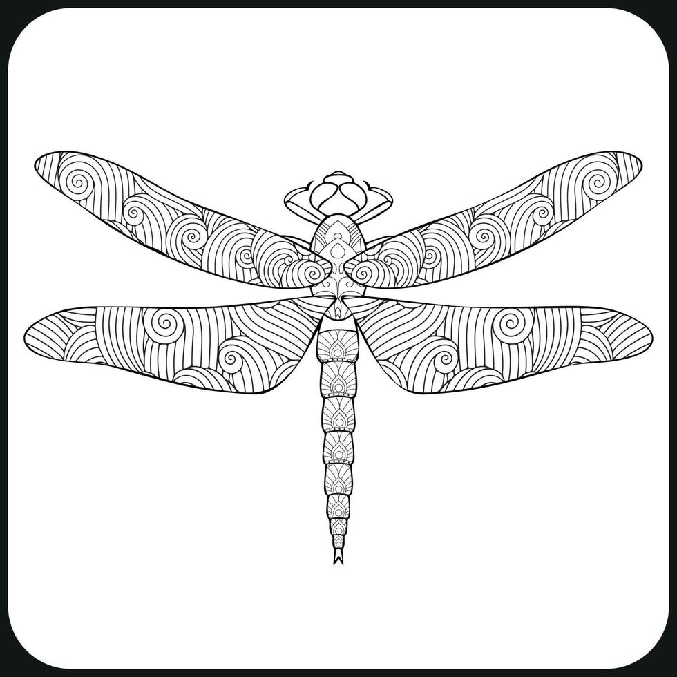 dragonfly mandala coloring page vector