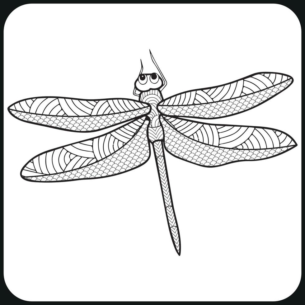 dragonfly mandala coloring page vector