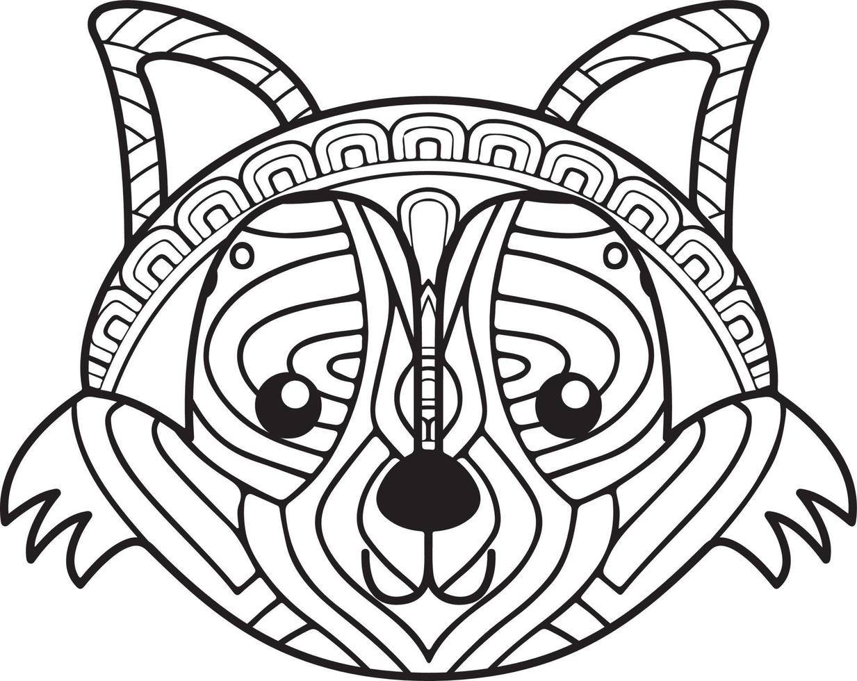 Fox mandala coloring page vector