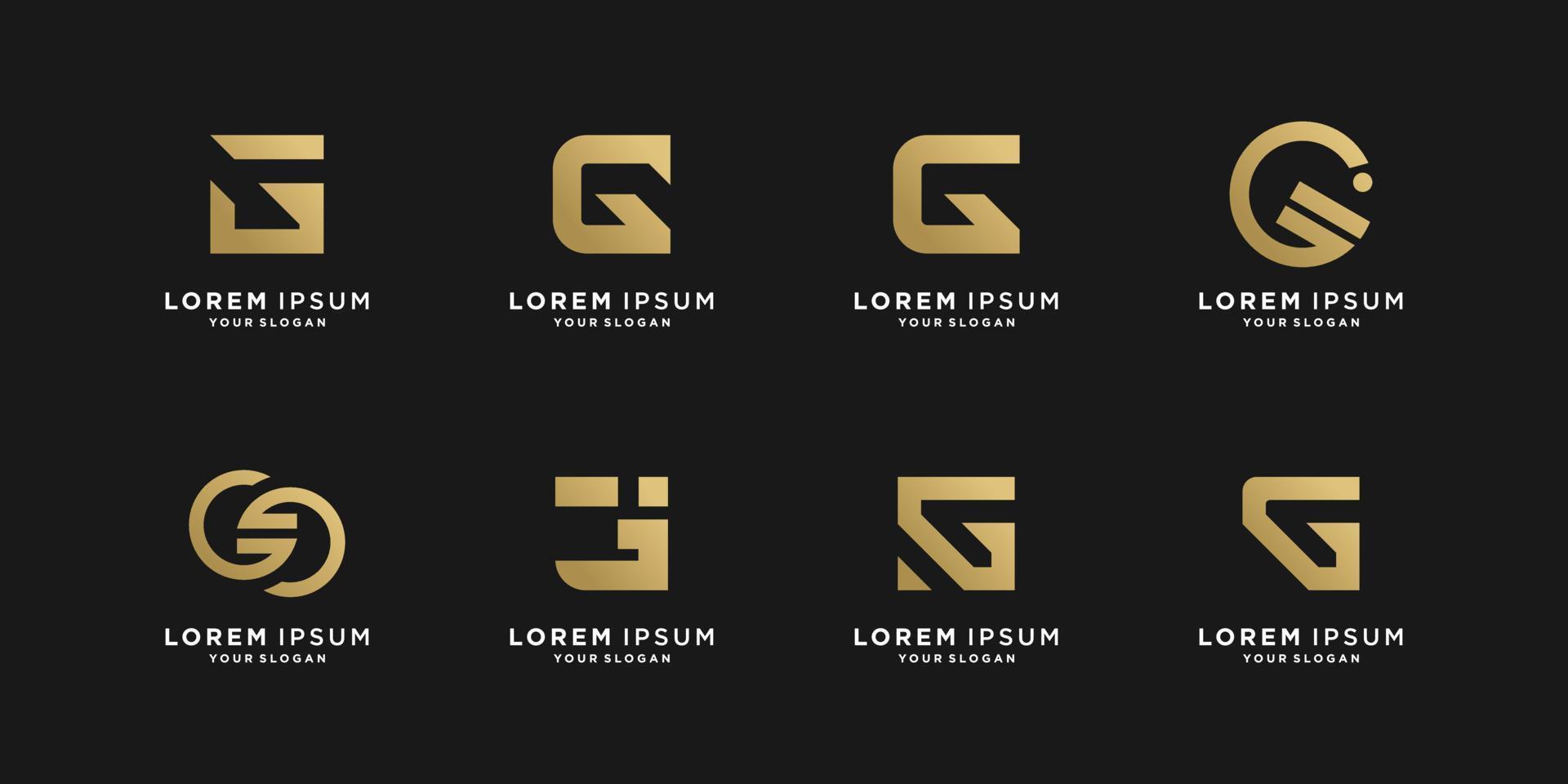 G logo collection with golden creative style Premium Vector