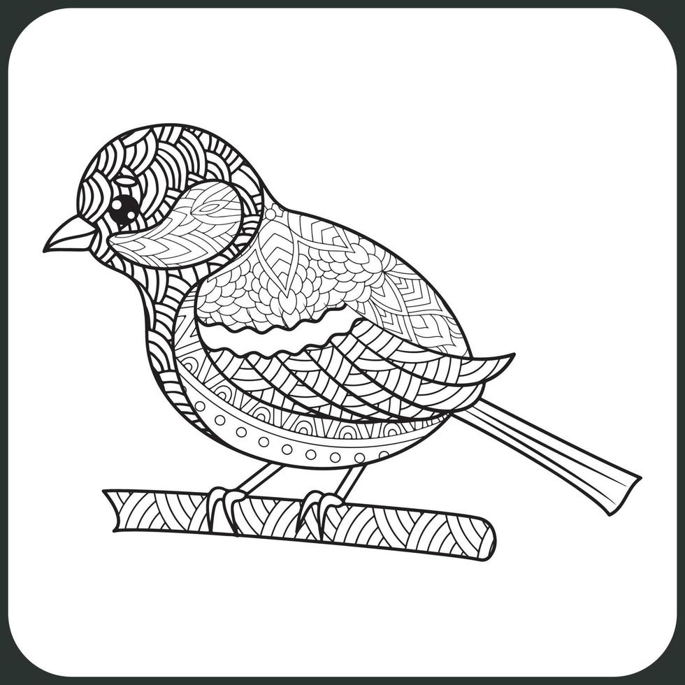 bird mandala coloring page. vector