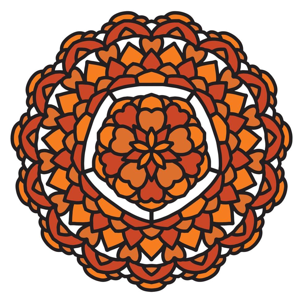 fondo de mandala colorido, adornos redondos decorativos. forma de flor inusual. vector oriental, patrones de terapia antiestrés. elementos de diseño de tejido,